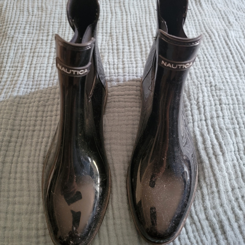 Nautica Rain Boots - Patent Black, Sz 9
